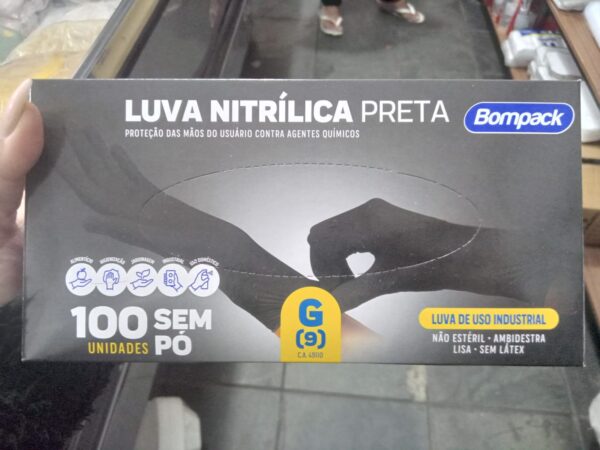 LUVA NITRILICA G S/PO PRETA C/100