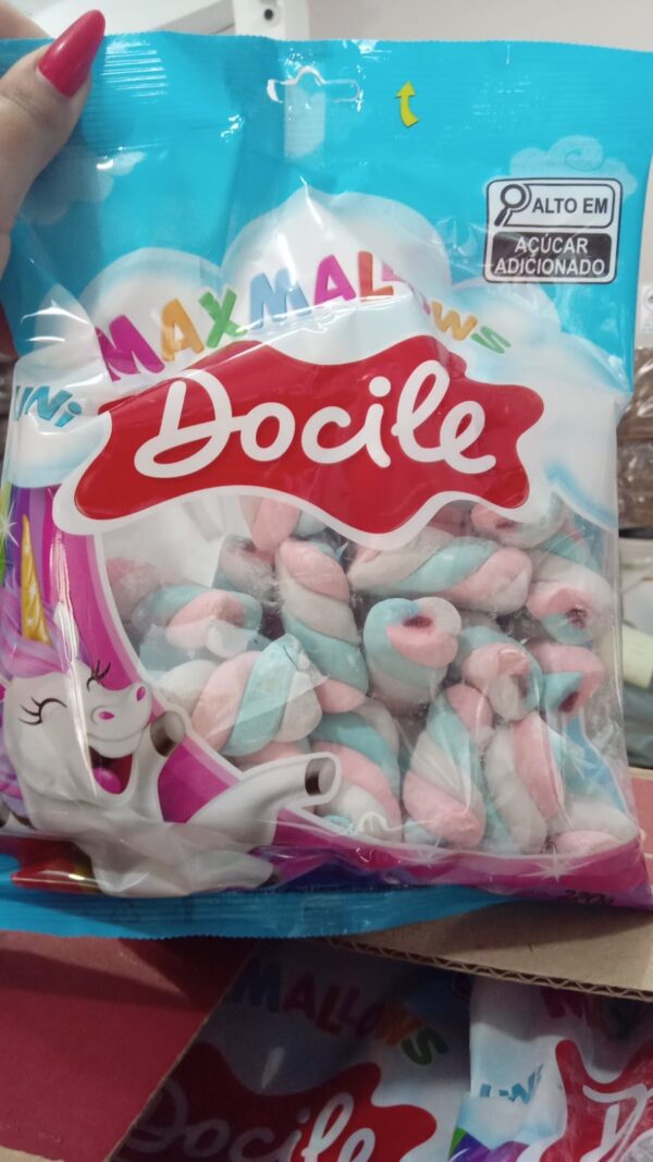 MARSHMALLOW RECHEADO TWIST COLOR BAUNILHA COM MORANGO 220G DOCILE